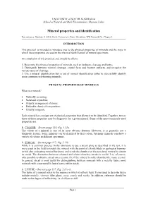 Mineral Properties and Identification