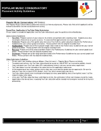 POPULAR MUSIC CONSERVATORY Placement Activity Guidelines