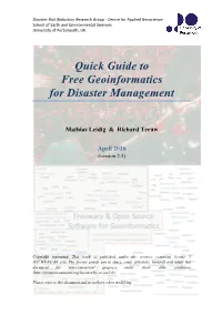 Quick Guide to Free Geoinformatics for Disaster Management