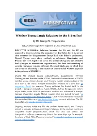 Whither Transatlantic Relations in the Biden Era?