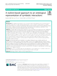 A Realism-Based Approach to an Ontological Representation of Symbiotic Interactions Matthew Diller1* , Evan Johnson1, Amanda Hicks2 and William R