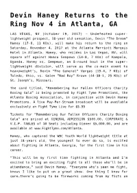 Devin Haney Returns to the Ring Nov 4 in Atlanta, GA