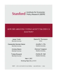 How Did Absentee Voting Affect the 2020 U.S. Election?