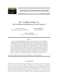 Krls: a Stata Package for Kernel-Based Regularized Least