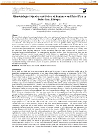 Microbiological Quality and Safety of Sambusa and Fried Fish in Bahir Dar, Ethiopia