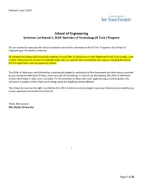 School of Engineering Selection List 2019