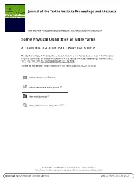 Some Physical Quantities of Mule Yarns
