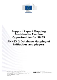 Support Report Mapping Sustainable Fashion Opportunities for SMES ANNEX 2 Database Mapping Of