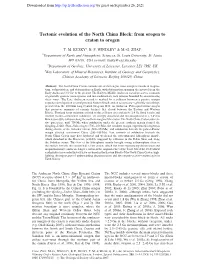 Tectonic Evolution of the North China Block: from Orogen to Craton to Orogen