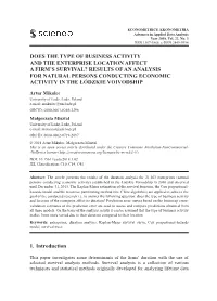 Does the Type of Business Activity