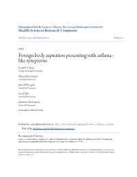 Foreign Body Aspiration Presenting with Asthma-Like Symptoms