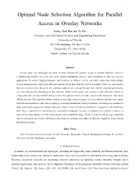 Optimal Node Selection Algorithm for Parallel Access in Overlay Networks