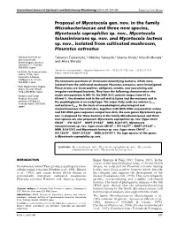 Proposal of Mycetocola Gen. Nov. in the Family Microbacteriaceae and Three New Species, Mycetocola Saprophilus Sp