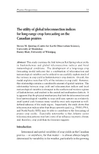 The Utility of Global Teleconnection Indices for Long-Range Crop Forecasting on the Canadian Prairies