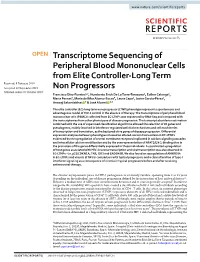 Transcriptome Sequencing of Peripheral Blood Mononuclear