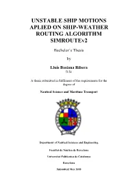 UNSTABLE SHIP MOTIONS APLIED on SHIP-WEATHER ROUTING ALGORITHM Simroutev2