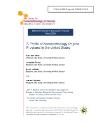 A Profile of Nanotechnology Degree Programs in the United States