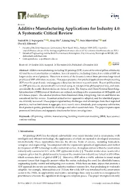Additive Manufacturing Applications for Industry 4.0: a Systematic Critical Review