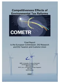 COMETR Competitiveness Effects of Environmental Tax Reforms