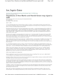 Departures of Ann Martin and Harold Green May Signal a Shift Page 1 of 2