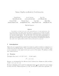 Linear Algebra Methods in Combinatorics