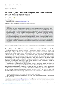 MOLINACO, the Comorian Diaspora, and Decolonisation in East Africa's