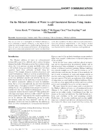 On the Michael Addition of Water to ,Unsaturated Ketones Using Amino