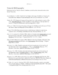 Venerid Bibliography References for the "Generic Names" Database As Well As Other Selected Works on the Family Veneridae