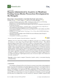 Heparin Administered to Anopheles in Membrane Feeding Assays Blocks Plasmodium Development in the Mosquito