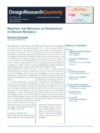 Mapping the Meaning of Knowledge in Design Research Kristina Niedderer University of Hertfordshire