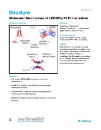 Molecular Mechanism of LEDGF/P75 Dimerization
