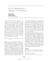 On the Meaning and Measure of Narcissism