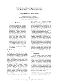 Syntactic Annotation of Spoken Utterances: a Case Study on the Czech Academic Corpus