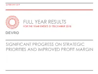 Full Year Results for the Year Ended 31 December 2018