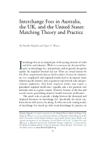 Interchange Fees in Australia, the UK, and the United States: Matching Theory and Practice