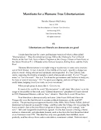 Manifesto for a Humane True Libertarianism