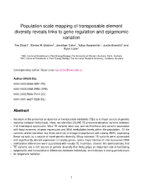 Population Scale Mapping of Transposable Element Diversity Reveals Links to Gene Regulation and Epigenomic Variation