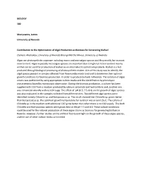 BIOLOGY 100 Munyawera, James University of Rwanda Contribution to the Optimization of Algal Production As Biomass for Generating