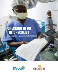 CHECKING in on the CHECKLIST Uptake, Impact, and Opportunities for the Next Decade COVER PHOTO: AHMED JALLANZO PREFACE 1