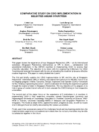 Comparative Study on Cdio Implementation in Selected Asean Countries
