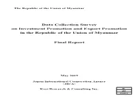 Data Collection Survey on Investment Promotion and Export Promotion in the Republic of the Union of Myanmar