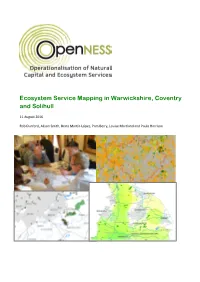 Ecosystem Service Mapping in Warwickshire, Coventry and Solihull