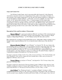 GUIDE to the WILLIAMS FAMILY PAPERS Scope and Content Note