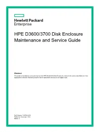 HPE D3600/3700 Disk Enclosure Maintenance and Service Guide