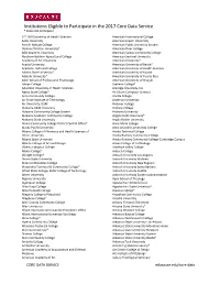 Institutions Eligible to Participate in the 2017 Core Data Service * 2016 CDS Participant