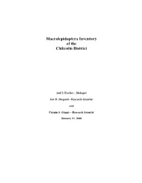 Macrolepidoptera Inventory of the Chilcotin District