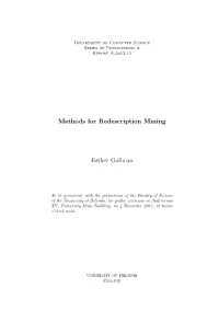 Methods for Redescription Mining — Phd Thesis