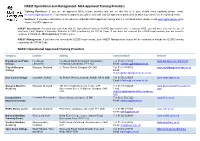 NAEST Operational and Management- MCA Approved Training Providers NAEST Operational Approved Training Providers