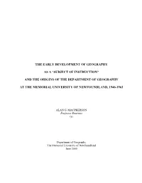 The Early Development of Geography As A