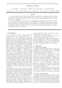 Analysis of Genetic Association Using Hierarchical Clustering and Cluster Validation Indices